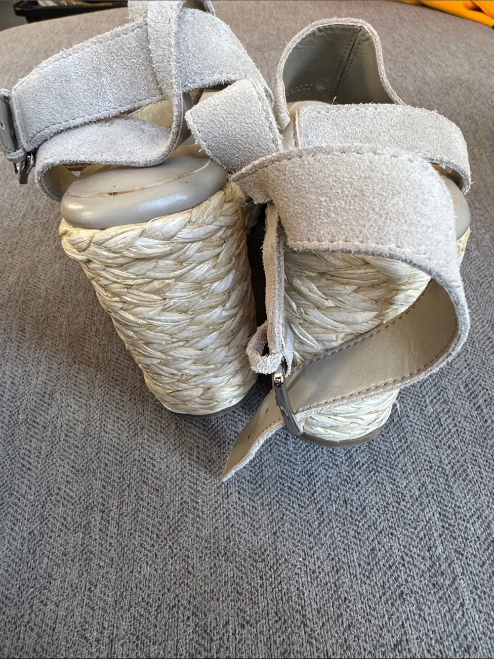 Marc Fisher Taupe Suede Espadrille Ankle-Strap Wedge